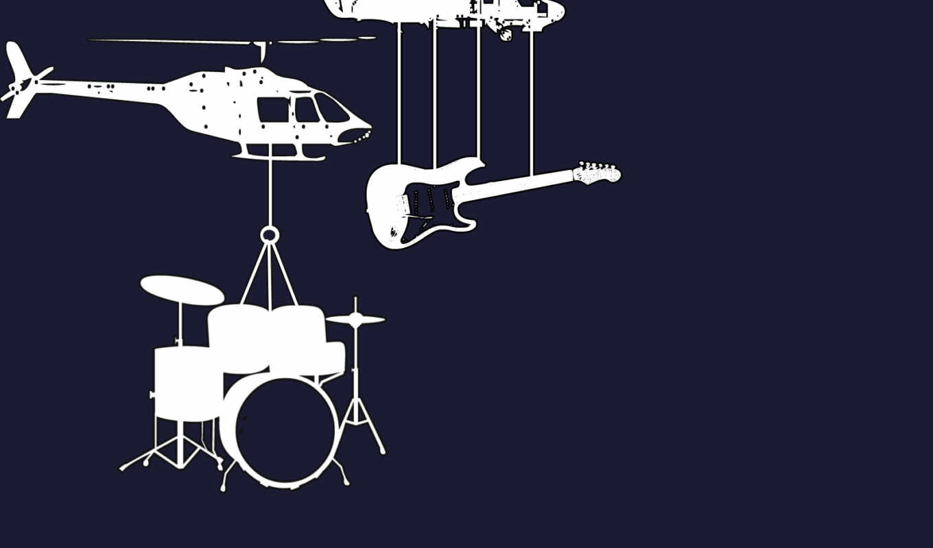 wallpaper, fo, guitar, drums, helicopters, tools